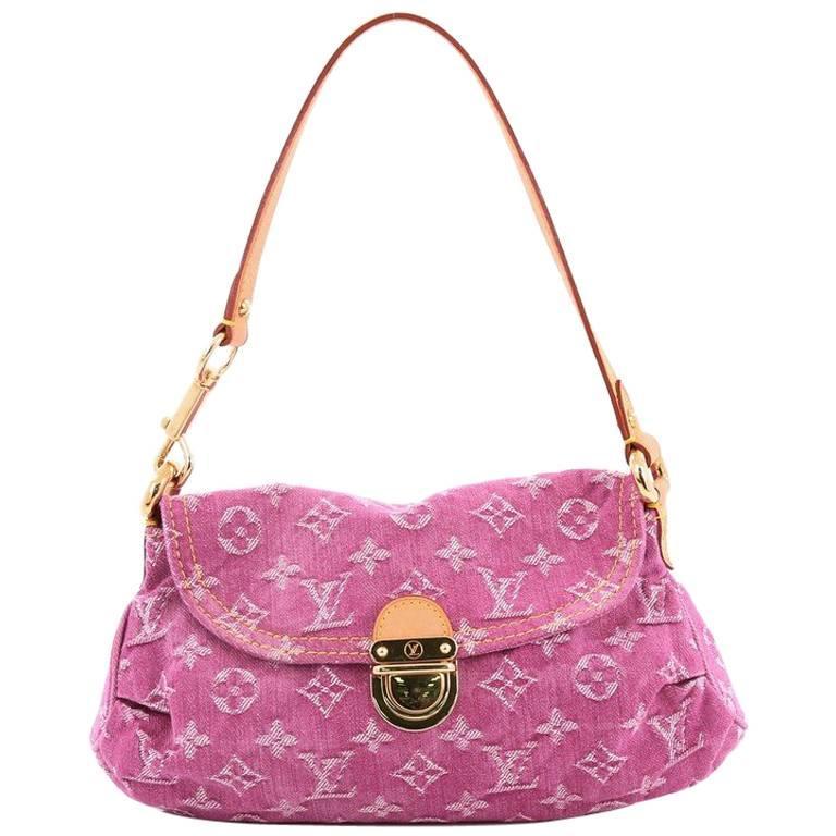 Small Louis Vuitton Pleaty Monogram Denim Handbag - Pink