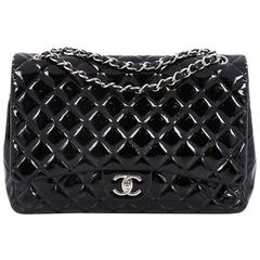 Chanel Classic Double Flap Bag Quilted Patent Maxi