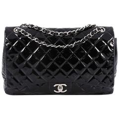 Chanel Classic Double Flap Bag Quilted Patent Maxi