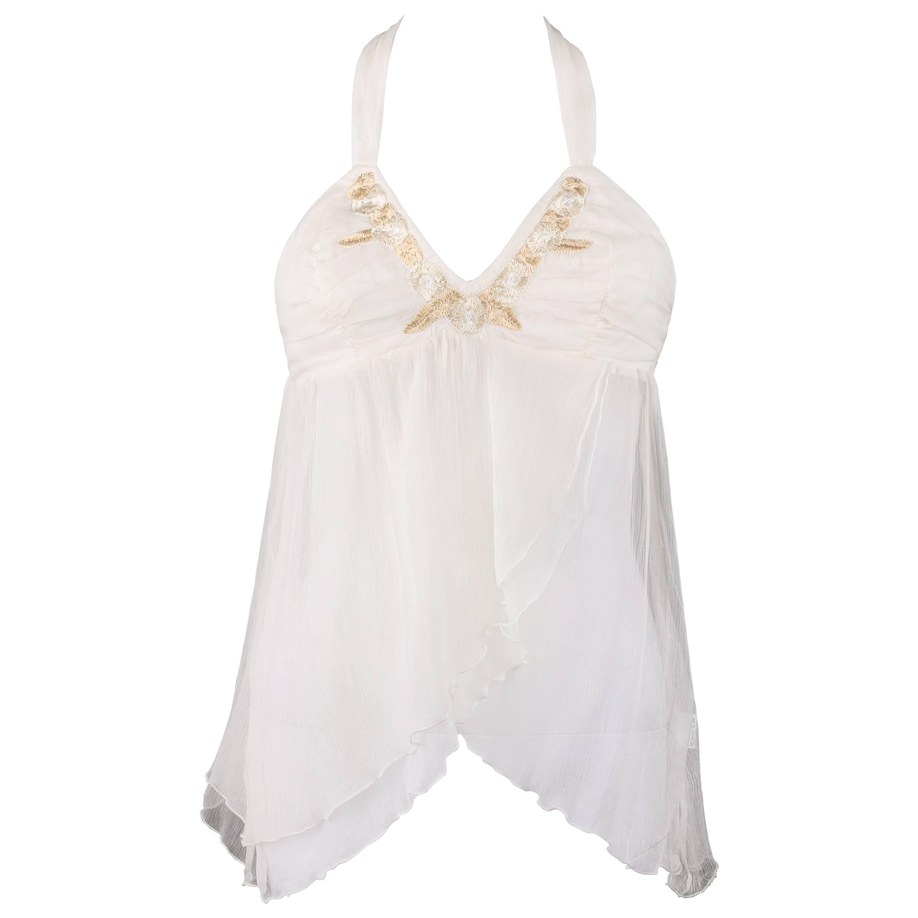 ALEXANDER McQUEEN S/S 1996"The Hunger" White Silk Chiffon Halter Top NWT For Sale