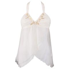 ALEXANDER McQUEEN S/S 2001 "Voss" White Silk Semi Sheer Chiffon Halter Top NWT 11