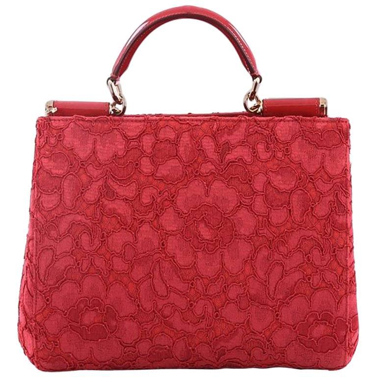 Dolce & Gabbana Sicily Convertible Shopping Tote Floral Lace Medium