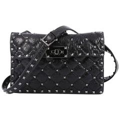 Valentino Rockstud Spike Flap Shoulder Bag Quilted Leather Small
