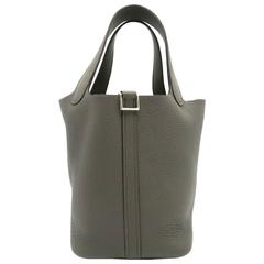 Hermes Picotin PM Etain Grey Clemence Leather Tote Bag