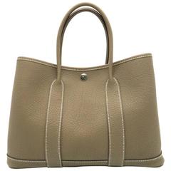 Hermes Garden Party TPM Etoupe Grey Country Leather Tote Bag