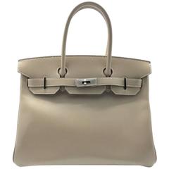 Hermes Birkin 30 Argile Brown Box Leather Silver Metal Top Handle Bag