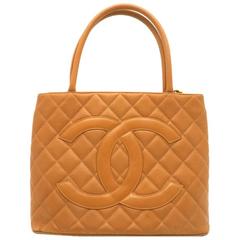 Chanel Vintage Brown Quilted Caviar Leather Gold Metal Top Handle Bag