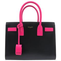 Saint Laurent Sac De Jour Black/Pink Calfskin Leather Satchel