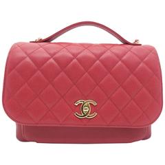 Chanel Red Quilted Caviar Leather Chain Shoulder Flap Bag