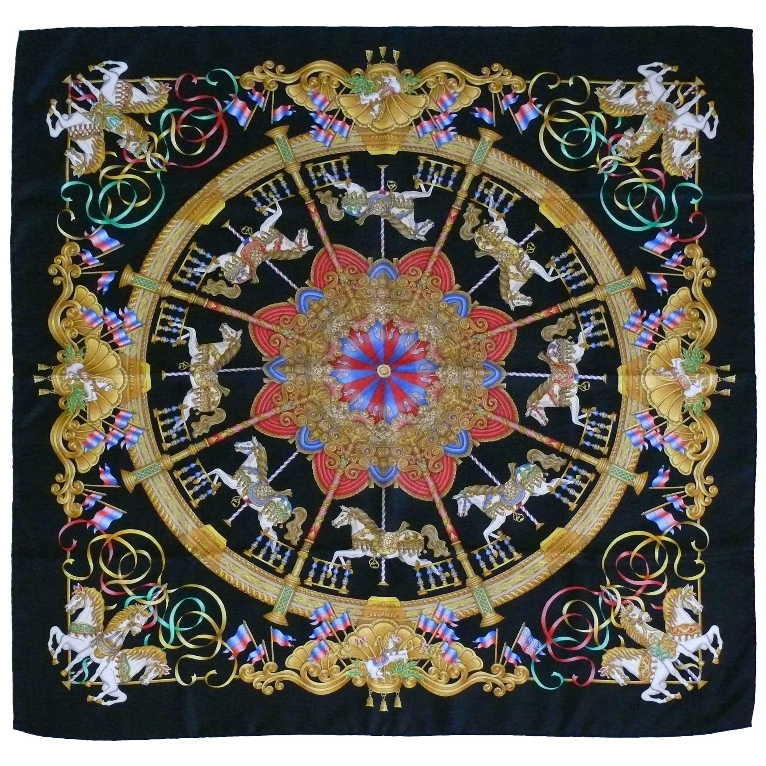 Hermès Silk Jacquard Carre Scarf "Luna Park" by Joachim Metz