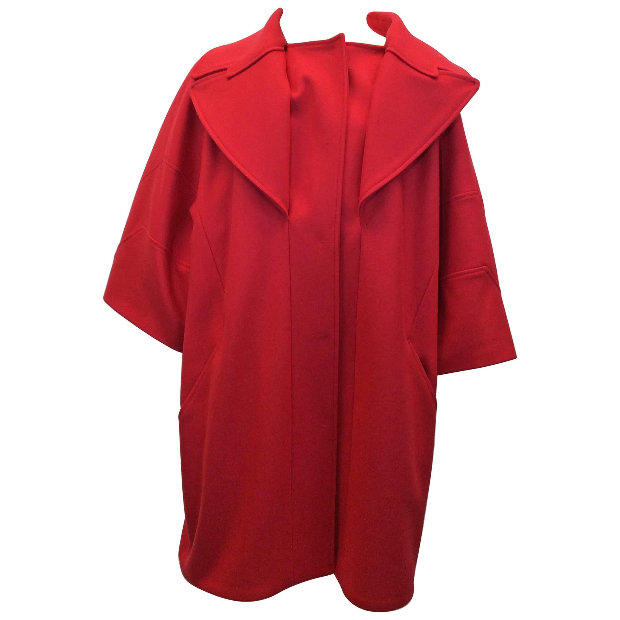 Versace Collection Red Large Collared Coat For Sale