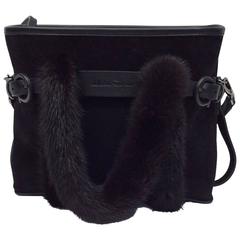 Salvatore Ferragamo Mink Trimmed Suede Tote 8
