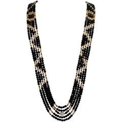 Striking Long Navajo Inspired Multi Strand Swarovski Crystal Runway Necklace 12