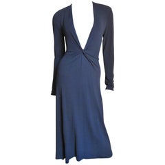 Celine Navy Blue Deep Plunge Dress