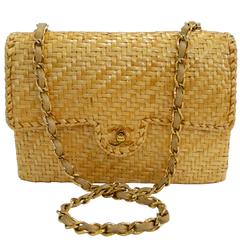 Rare Chanel Wicker Rattan Classic Flap Shoulder Bag