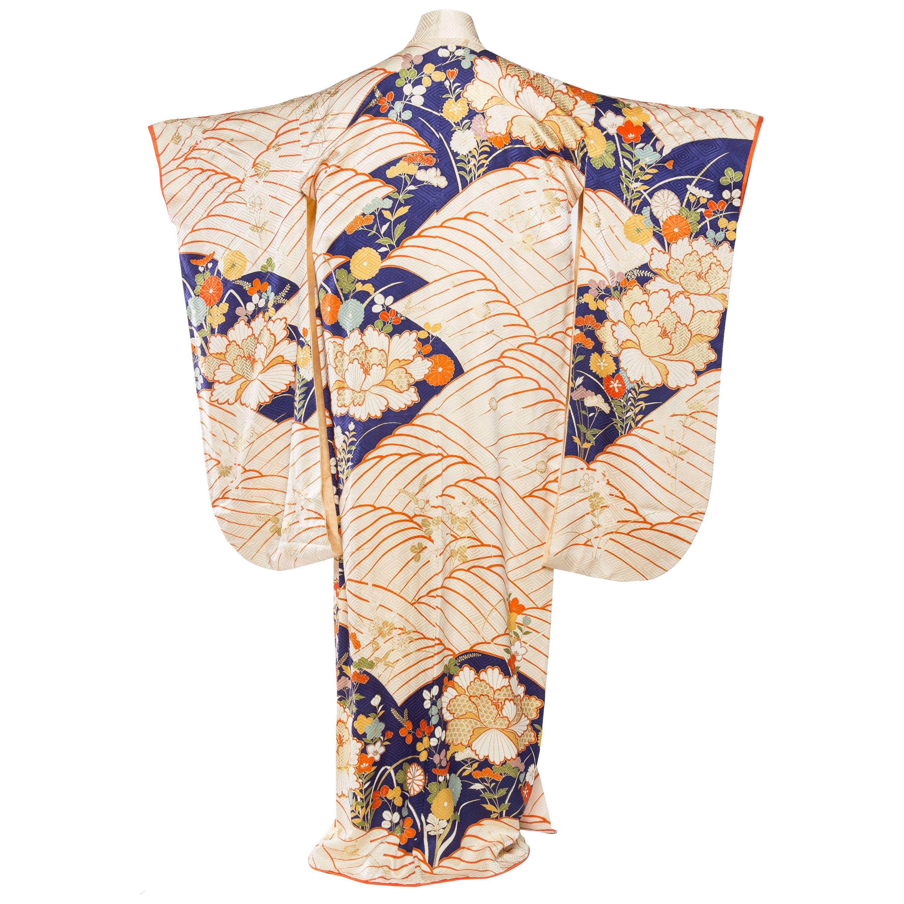 Japanese Kimono Hand Embroidered with Gold