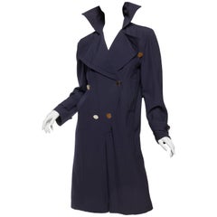 1980S THIERRY MUGLER Navy Wool Trenchcoat  Romper