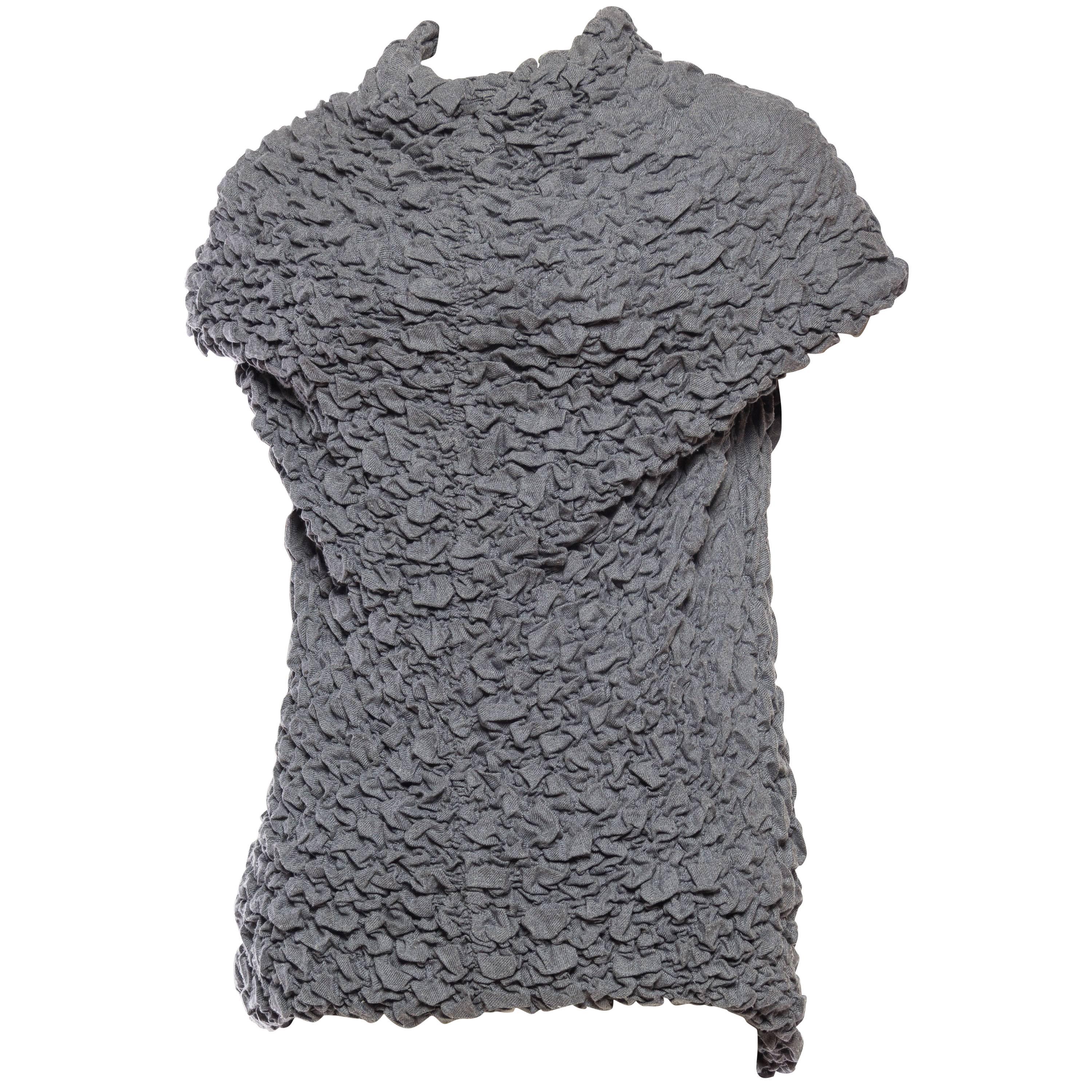1990S ALEXANDER MCQUEEN Grey Textured Knit Top From Fall 1999 "The Overlook" Co