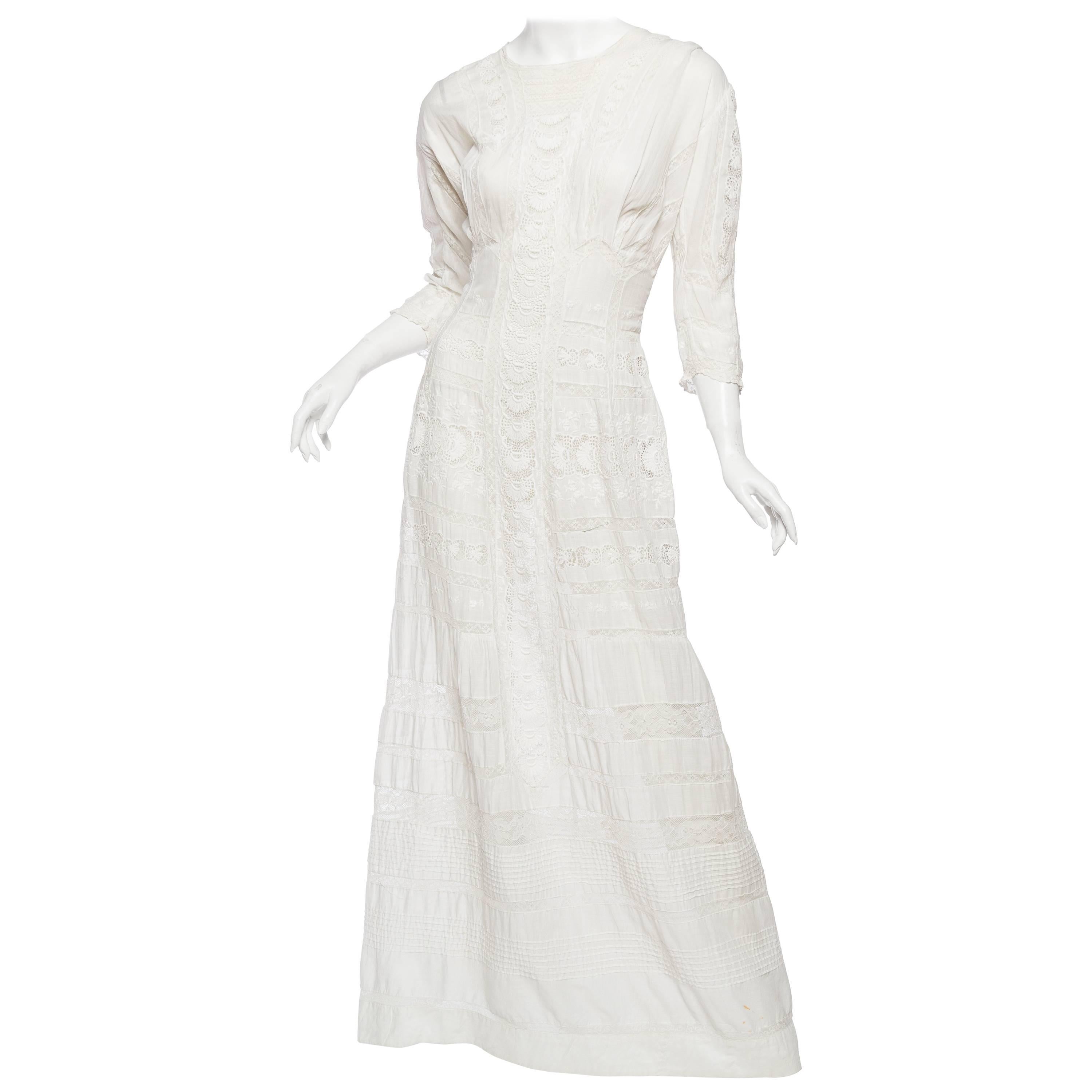Antique Cotton and Lace Edwardian Tea Dress