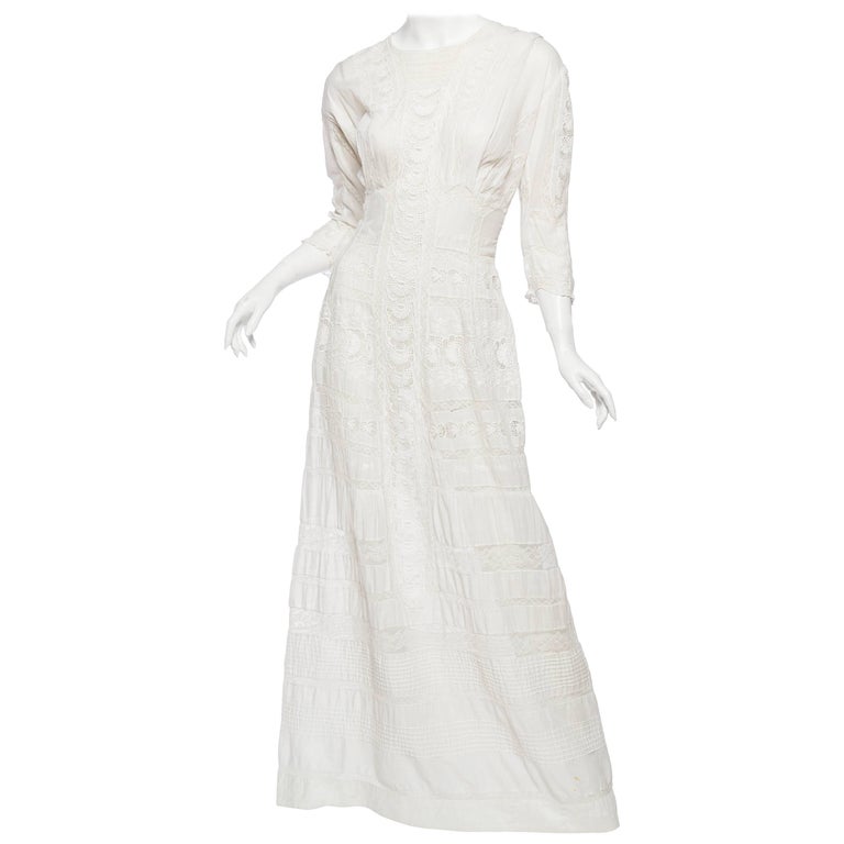 Antique Cotton and Lace Edwardian Tea Dress at 1stDibs