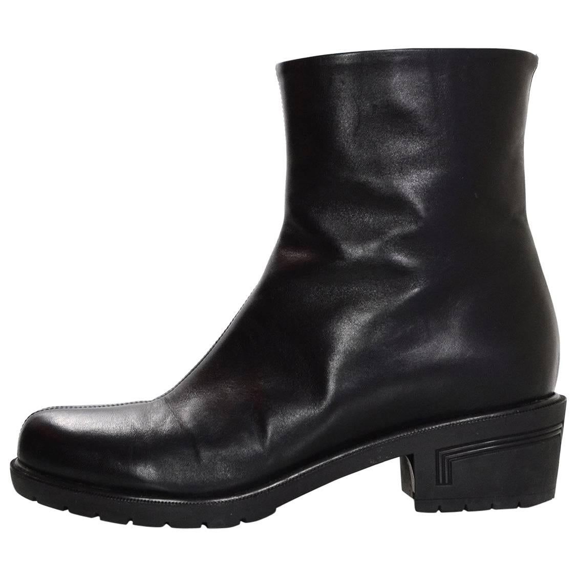 Giuseppe Zanotti Black Leather Ankle Boots Sz 38