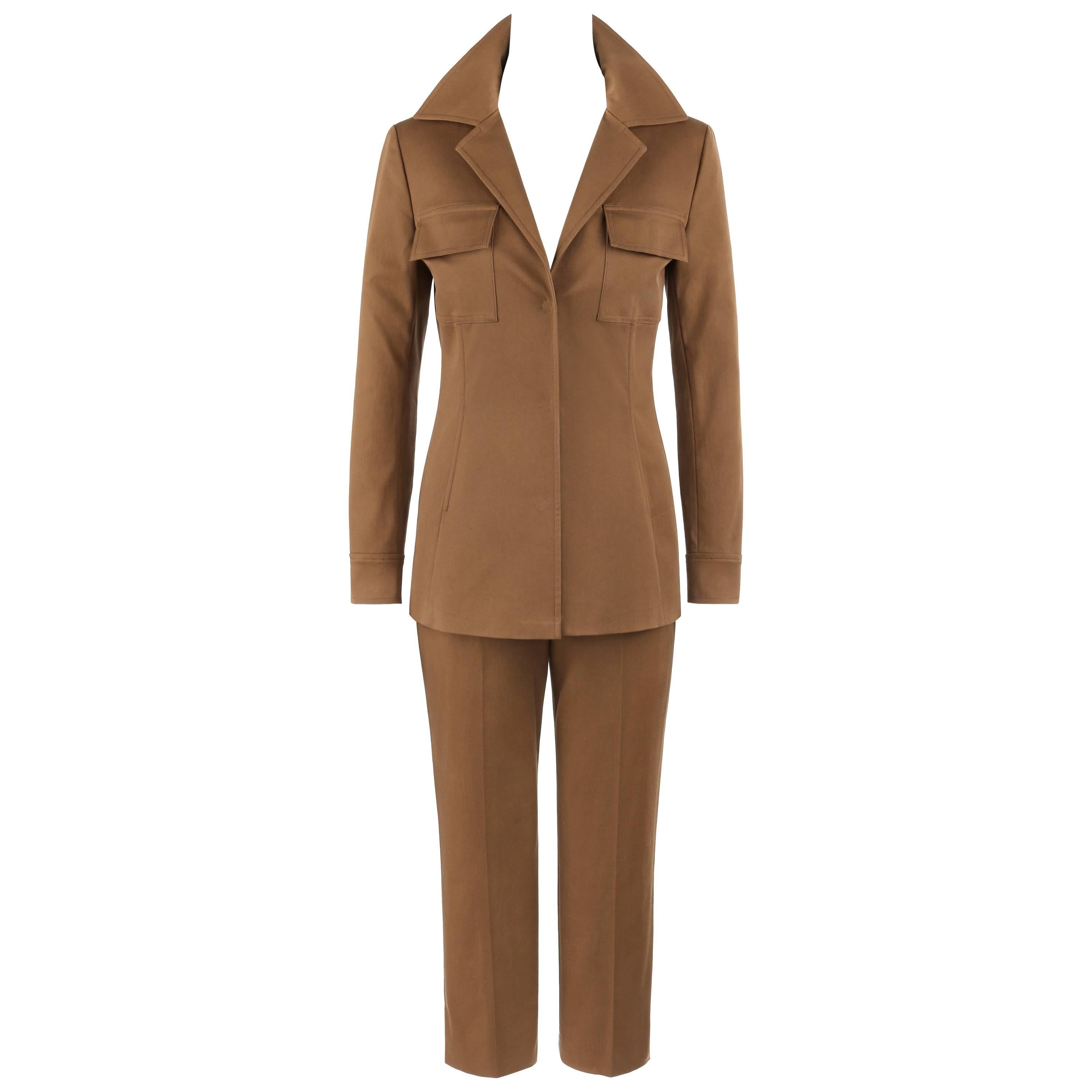 DOLCE & GABBANA Resort 2008 2 Piece Brown Cotton Blazer Cropped Pant Suit Set