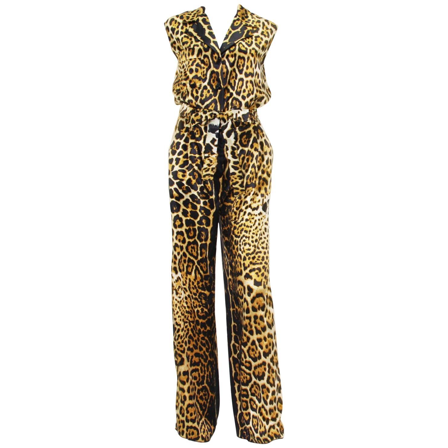 Yves Saint Laurent Silk Leopard Print Jumpsuit Fr. 36 - US 4/6