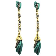 Oscar de la Renta Green Flower Earrings 7