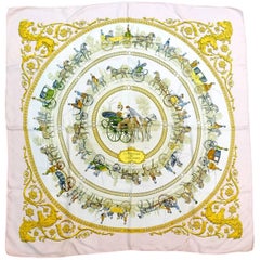 Hermès Paris Vintage “La Promenade De Longchamps” Silk Scarf, 1960s 