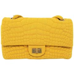 Chanel 2.55 Reissue Flap Yellow Knitted Fabric Gold Metal Shoulder Bag