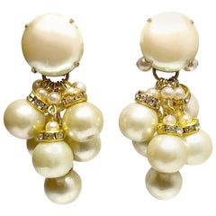 DeMario Vintage Faux Pearl and Crystal Earrings