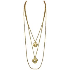 Vintage 1950s Signed Goldette Multi-Chain Ball Pendants Necklace