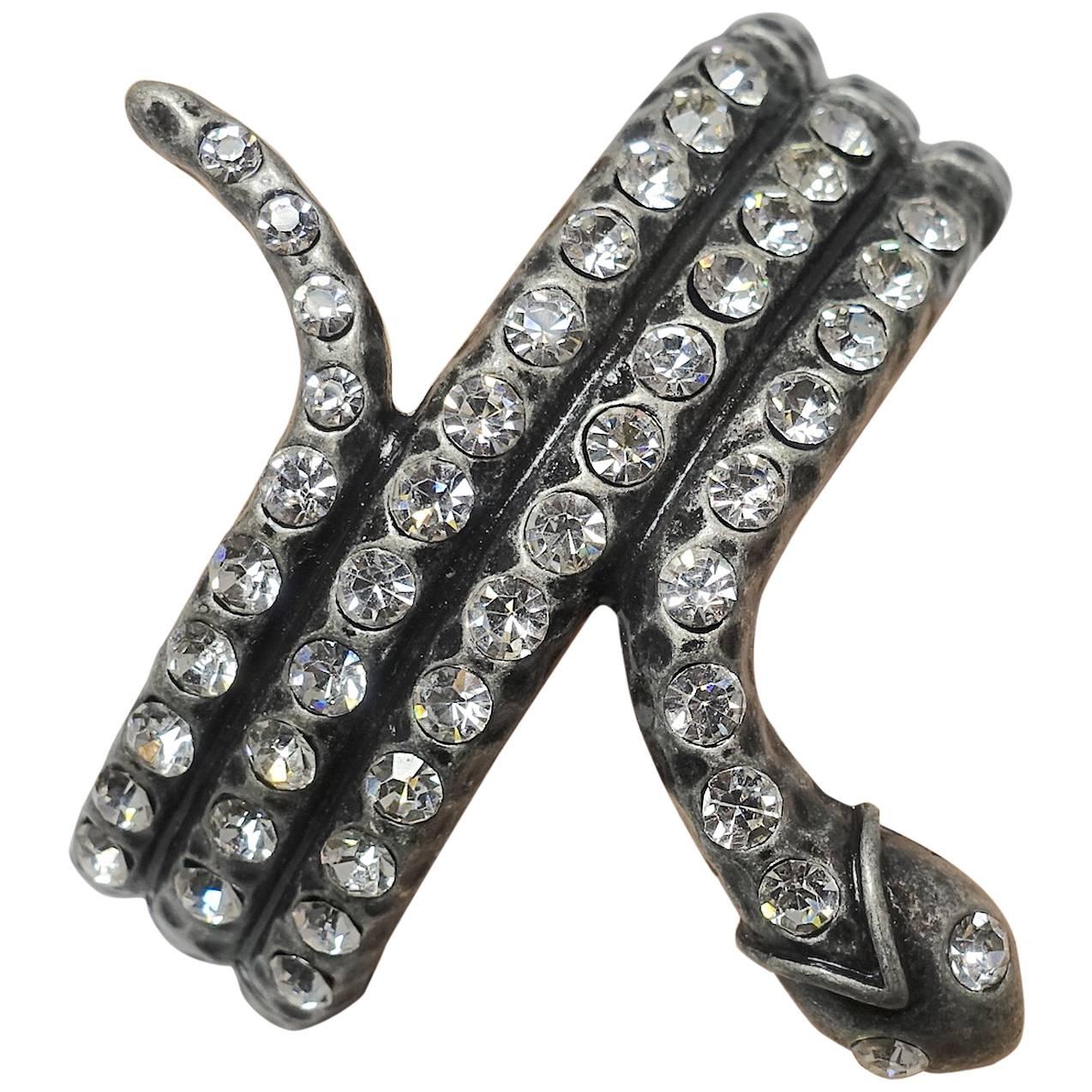 Snake-Serpent and Crystal Accent Bracelet For Sale