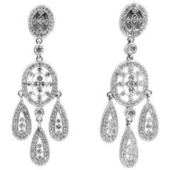 Vintage 1950s Clear Crystal Dangle Earrings 12