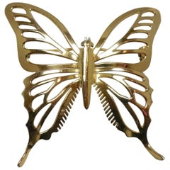 Handmade Sterling Silver Retro 3-Dimensional Butterfly Brooch, 1960s 