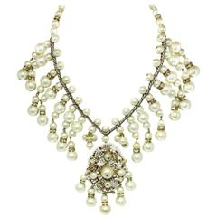 Huge Faux Pearl Bib Necklace by Anka 9