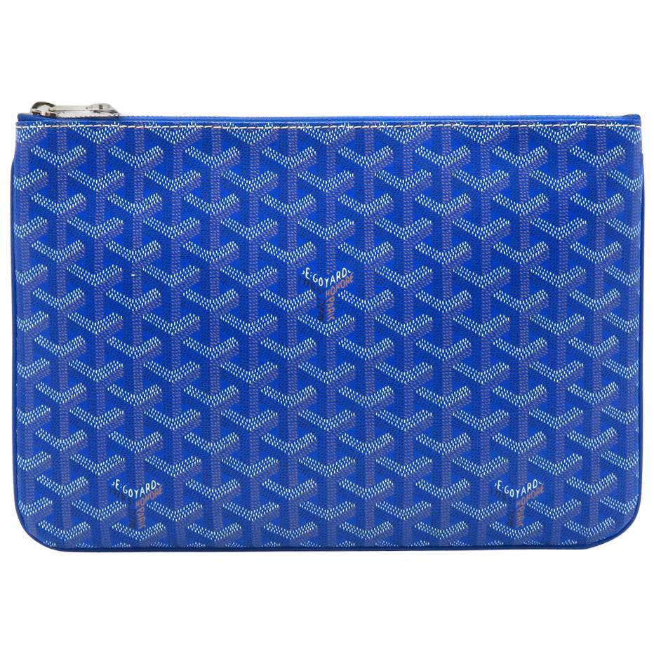 Goyard Blue Coated Canvas Clutch Bag For Sale