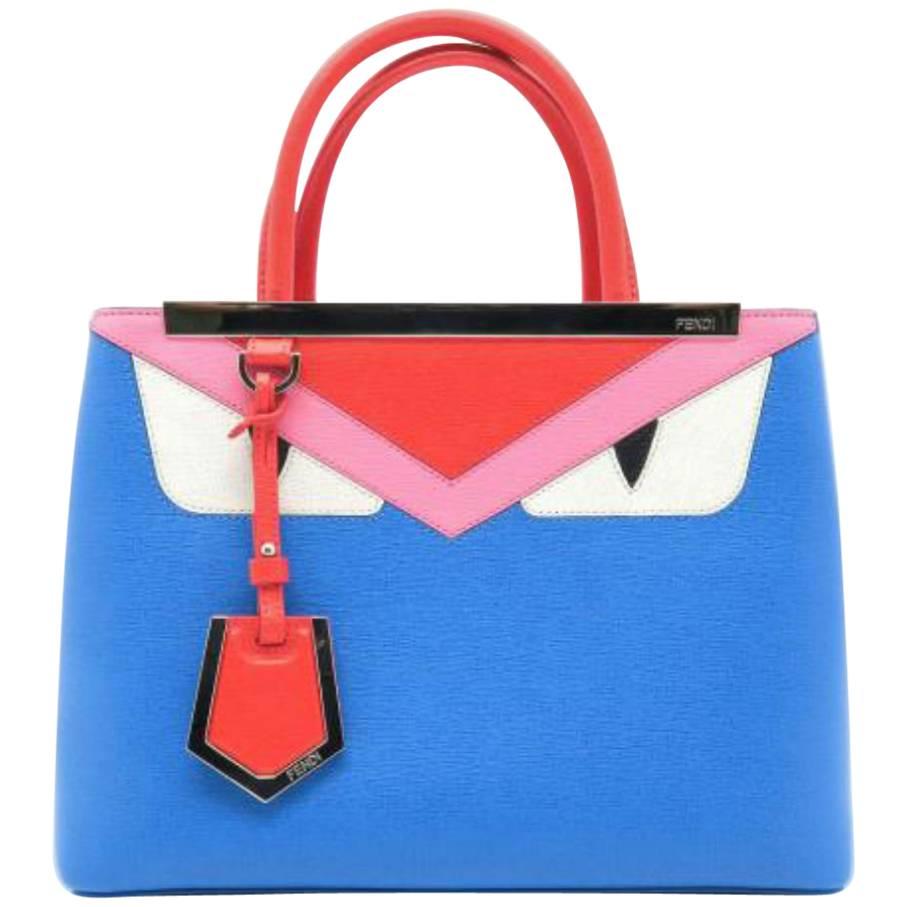 Fendi Petite 2Jours Multi Color Calfskin Leather Top Handle Bag For Sale
