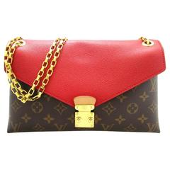 Louis Vuitton Pallas Red and Brown Monogram Canvas Chain Shoulder Bag ...