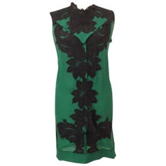 LANVIN Sleeveless Cocktail Dress 'Les 10 ans' in Black and Green Silk Size 36FR