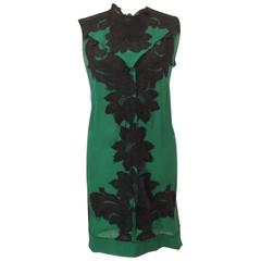  LANVIN Sleeveless Cocktail Dress 'Les 10 ans' in Black and Green Silk Size 36FR