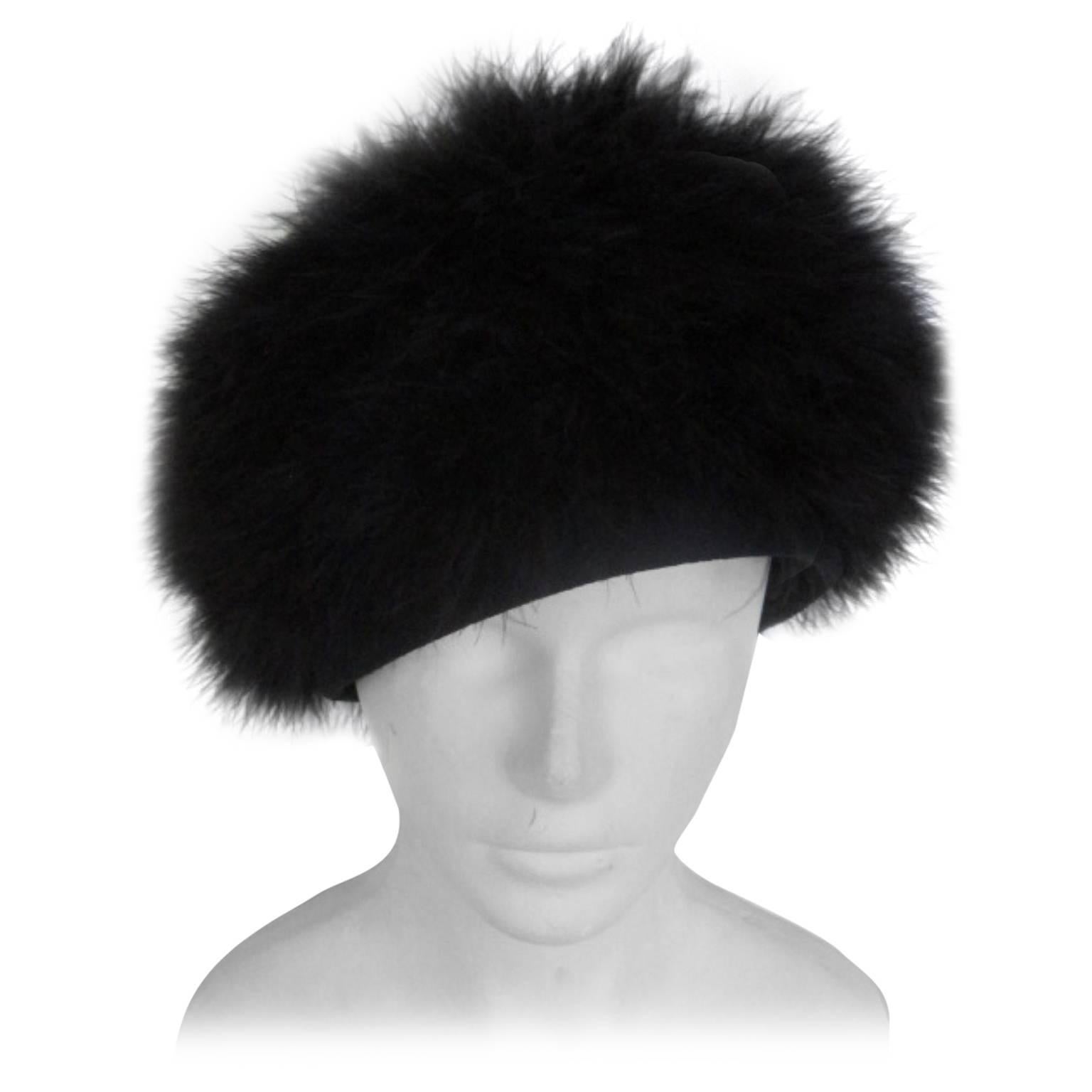Black Marabou Hat