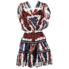Jean Paul Gaultier Dress in Chiffon Printed with Roses Size 36