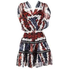 Jean Paul Gaultier Dress in Chiffon Printed with Roses Size 36 3