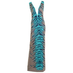 1980s KRIZIA Knitted Zebra Print Long Dress