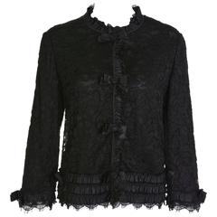MOSCHINO Black Lace and Ruffle Jacket