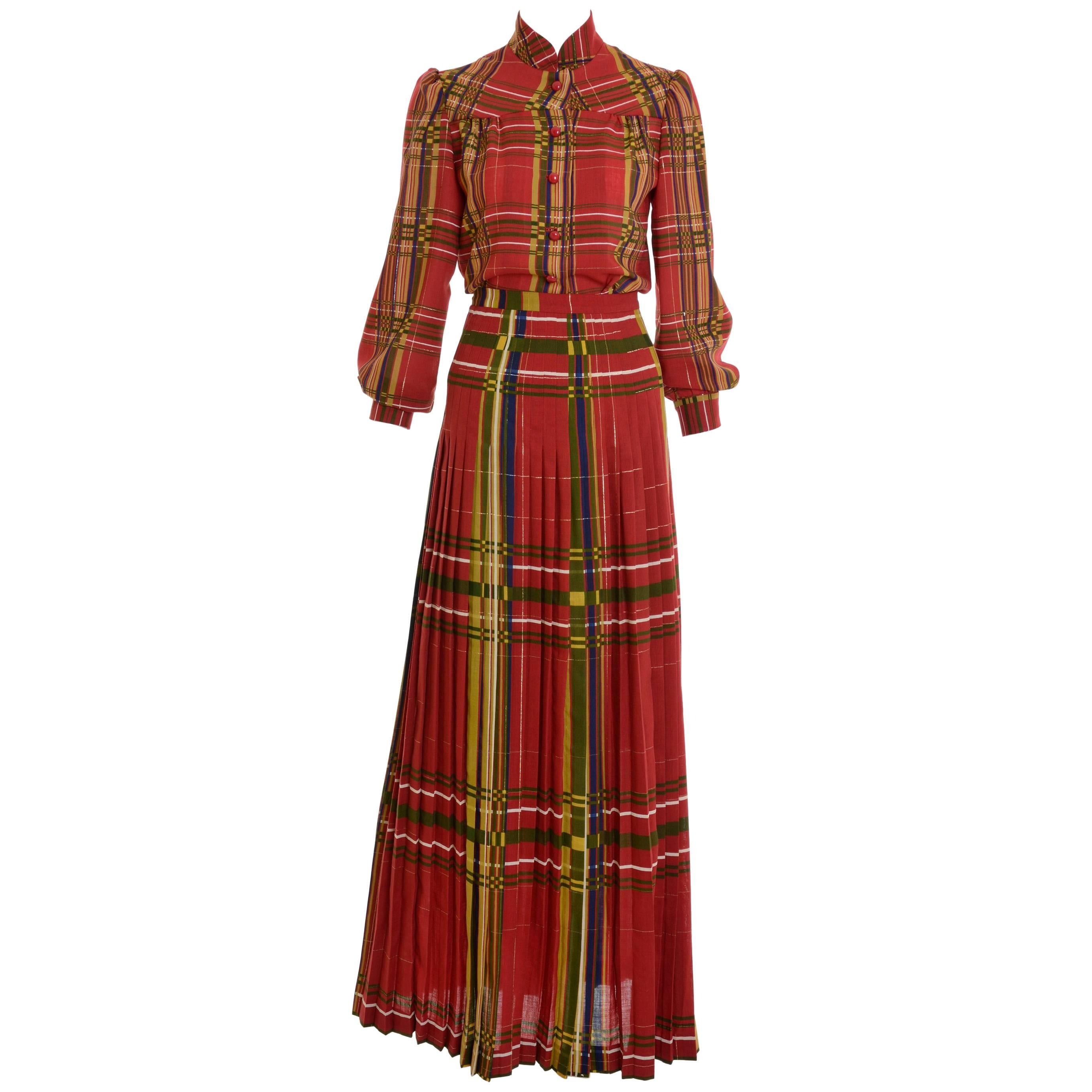 1970s VALENTINO Boutique Tartan Suit Dress