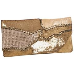 BALMAIN Abendclutch aus goldenen Quadri-Stoffen