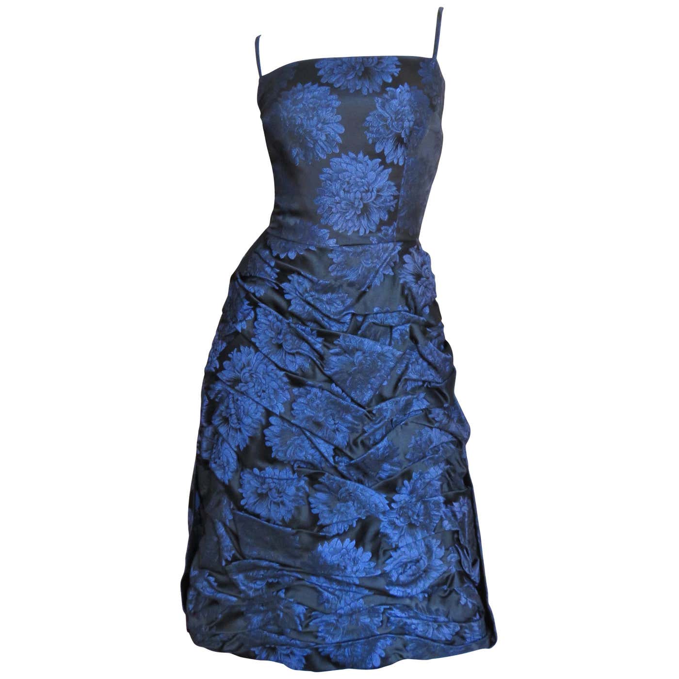 1950s Sher Lee Silk Damask Dress with Watteau Back For Sale at 1stDibs ...