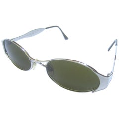 Yves Saint Laurent Sleek Italian Silver Metal Womens Sunglasses 